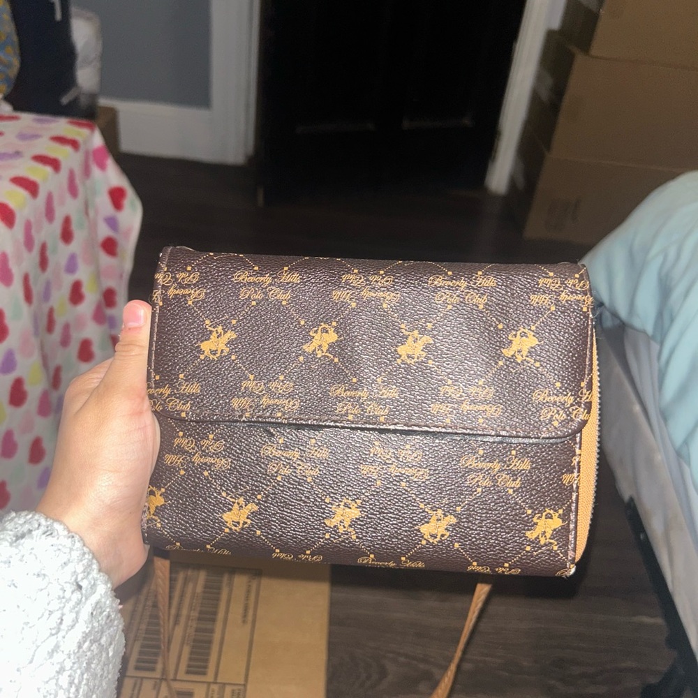 Beverly Hills Polo Club Brown Patterned Crossbody Bag